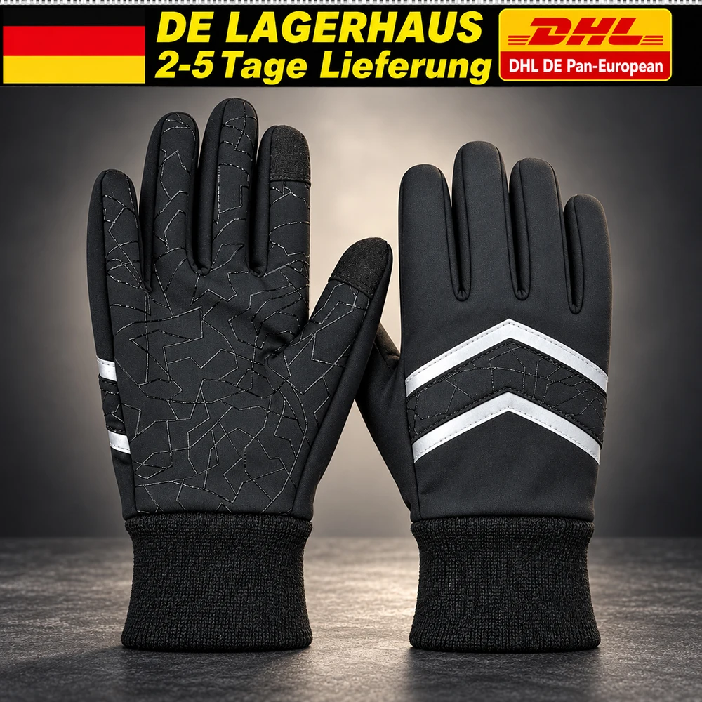 Warme Winterhandschuhe mit Touchscreen-Funktion, Fleece-Futter, Wasserabweisend, Rutschfeste Handfläche für Männer und Frauen, zum Laufen, Radfahren, Autofahren, Hundegassi
