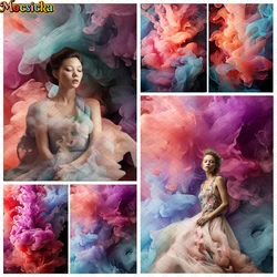 Mocsicka Colorful Soft Smoke Backdrop Photography Adult Maternity Portrait Photo Background Abstract Texture Studio Photo Prop