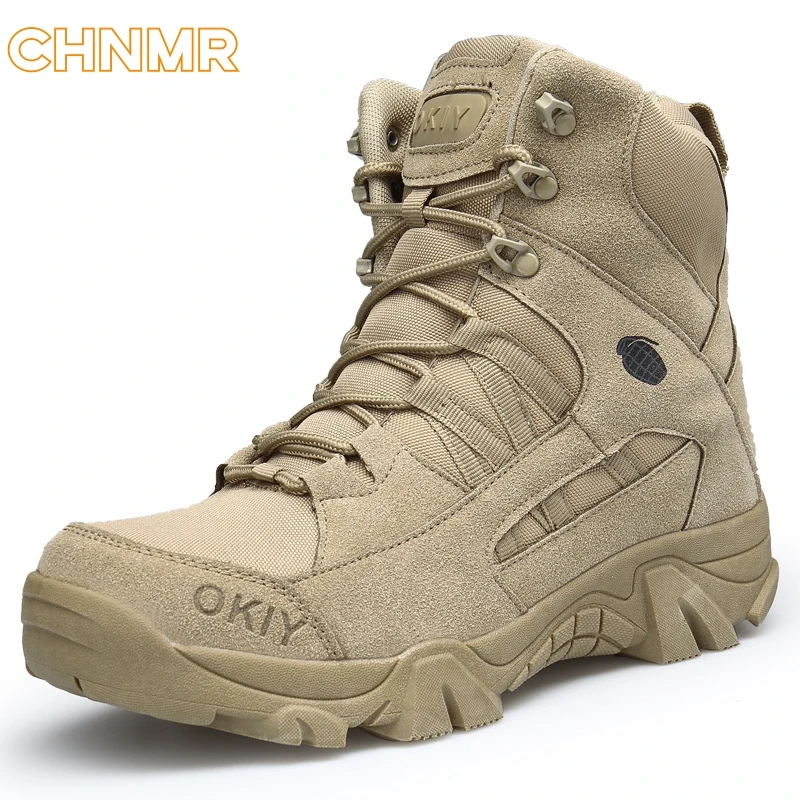 Outside Men's Tactical Hiking Boots, Shock-absorbing Non-slip Desert Boot, Winter Khaki Color Outdoor Camping Trekking Shoes