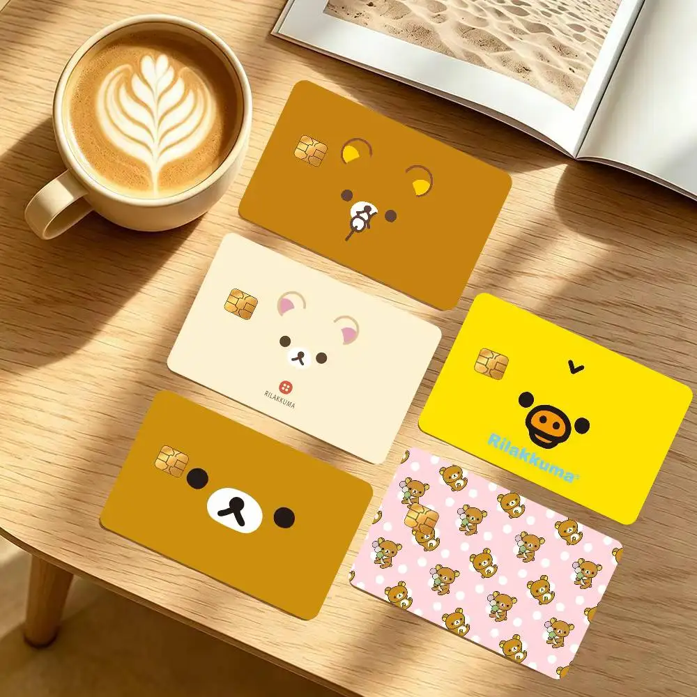 Cute Cartoon Fun R-Rilakkuma Hot   Cartoon Credit Card Skin Stickers For Bank Card Bus Metro Card Sticker Waterproof Women Gift