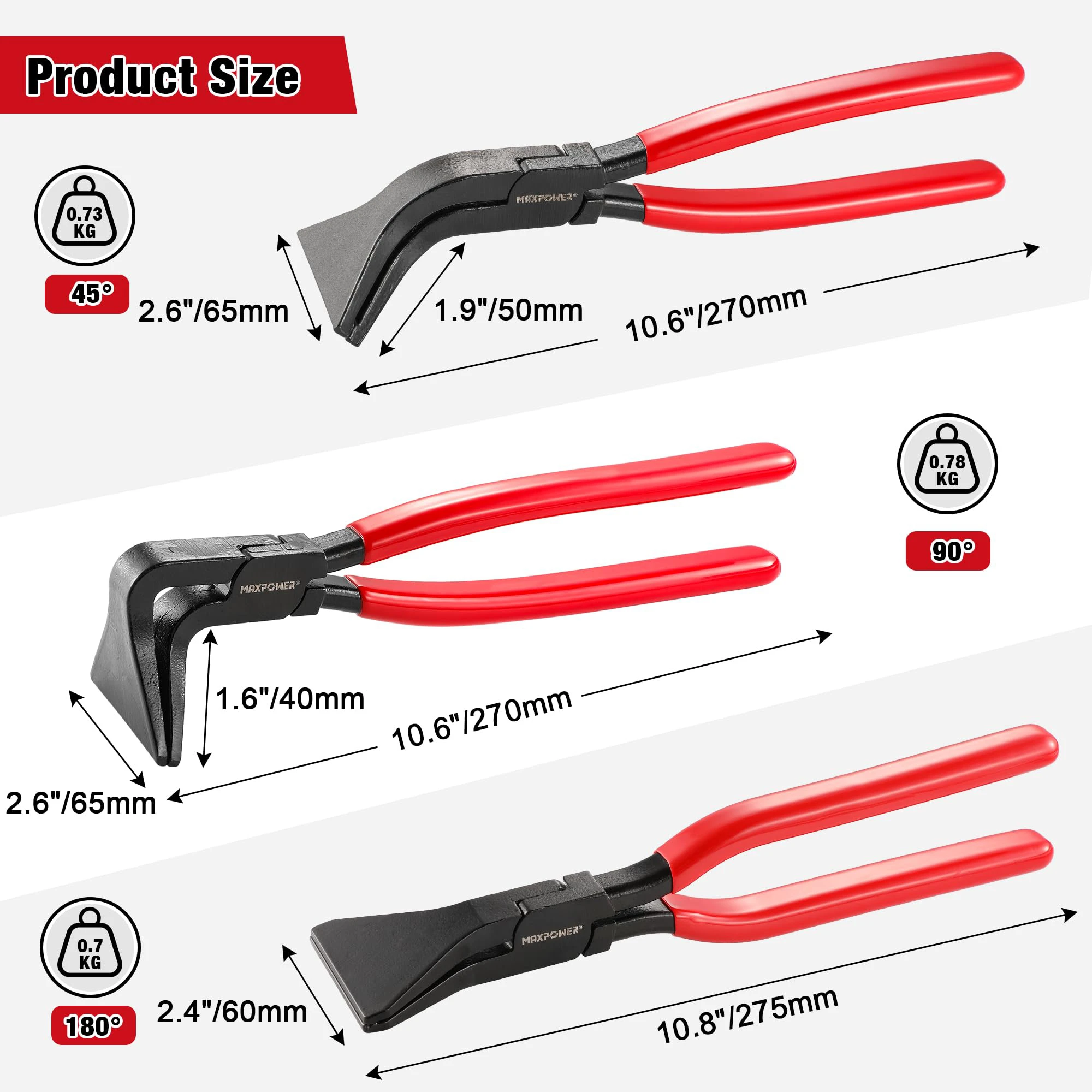 High Carbon Steel Metal Bending Pliers Set 45° 90° 30-35 HRC Straight Jaw For DIY Hand Seamer Sheet Bending Flattening Sheet
