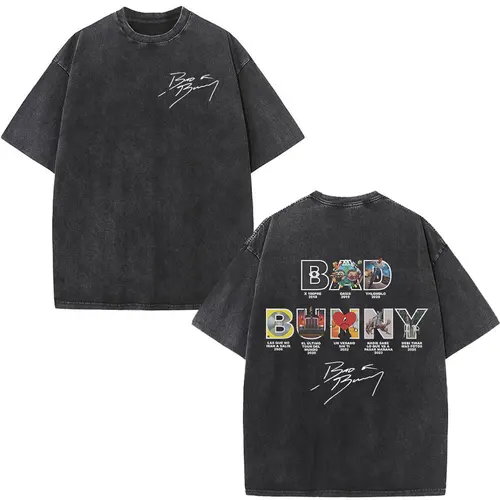 Imagen 1 del producto Camiseta con estampado de portada del álbum del rapero Bad Bunny, camiseta Vintage lavada Debi Tirar Mas Fotos DTMF, camisetas de gran tamaño de Hip Hop para hombres y mujeres