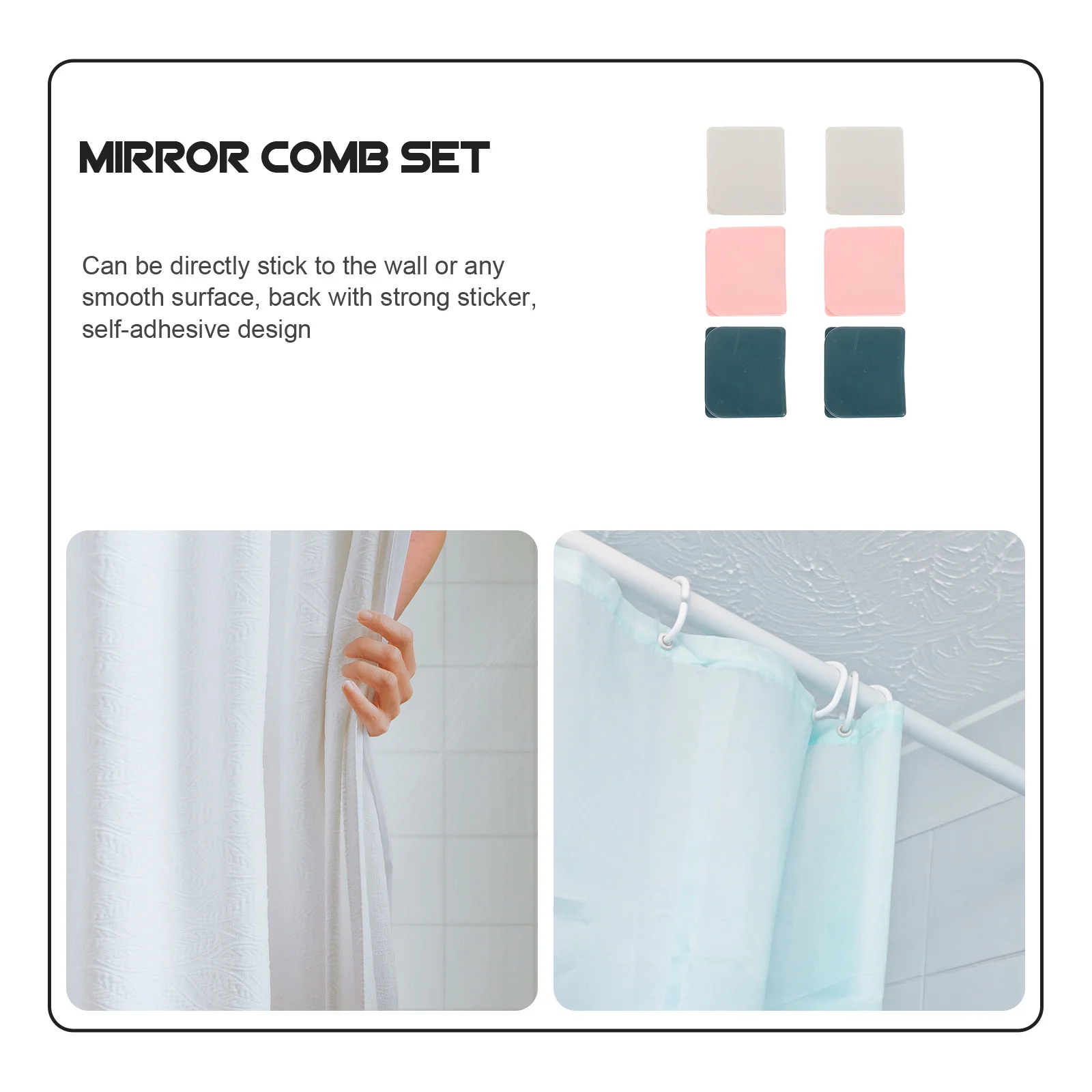 6 قطعة حامل ستارة الدش مقاطع الحمام البلاستيكية ذاتية اللصق للجدار سبلاش برهان الحرس دش سبلاش واقية الحرس #2