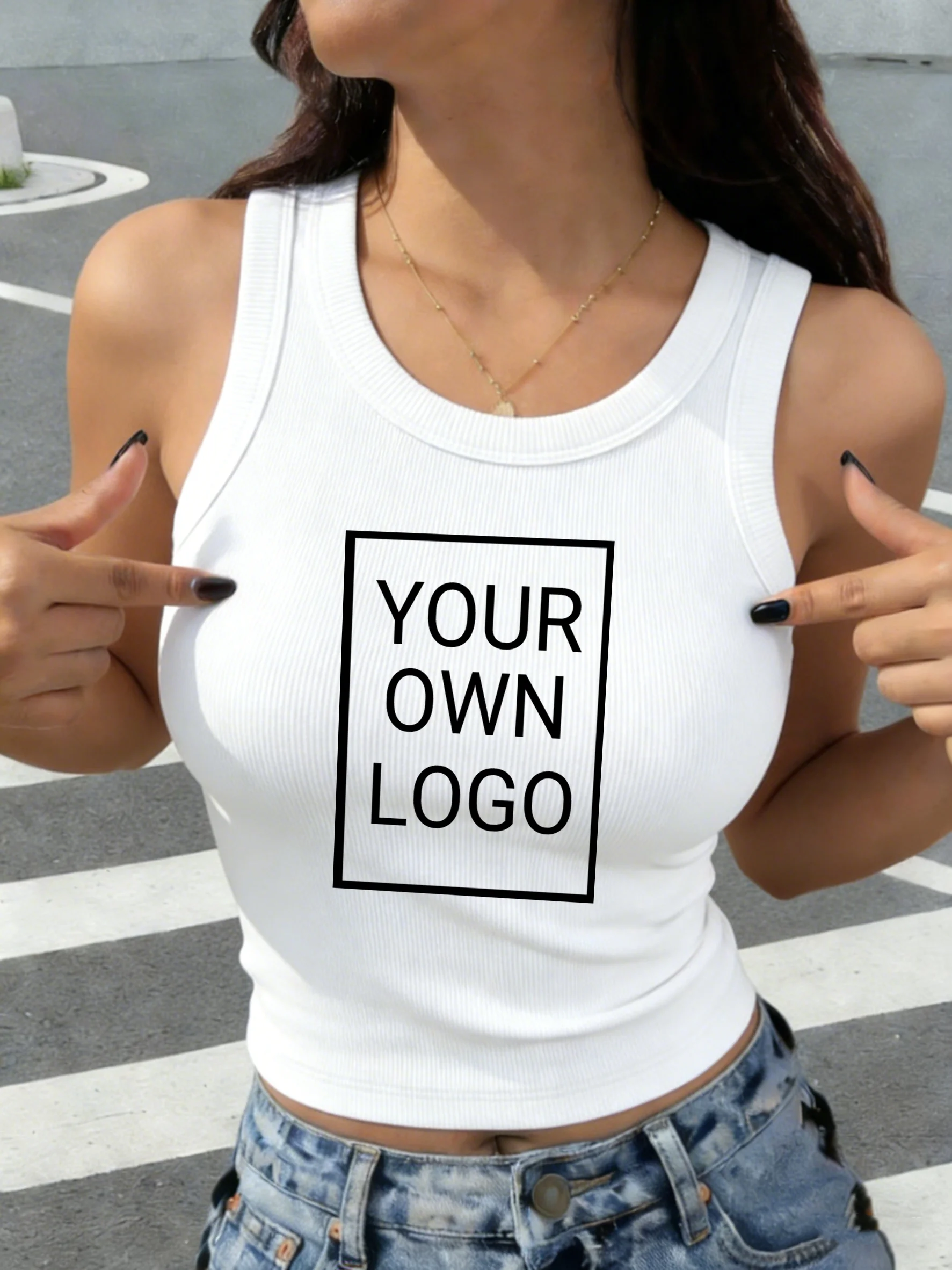 Custom DIY Logo Personalized Picture Womens Vest Thread Sleeveless Camisole Comfortable Elasticity Tank Tops Cotton Singlet