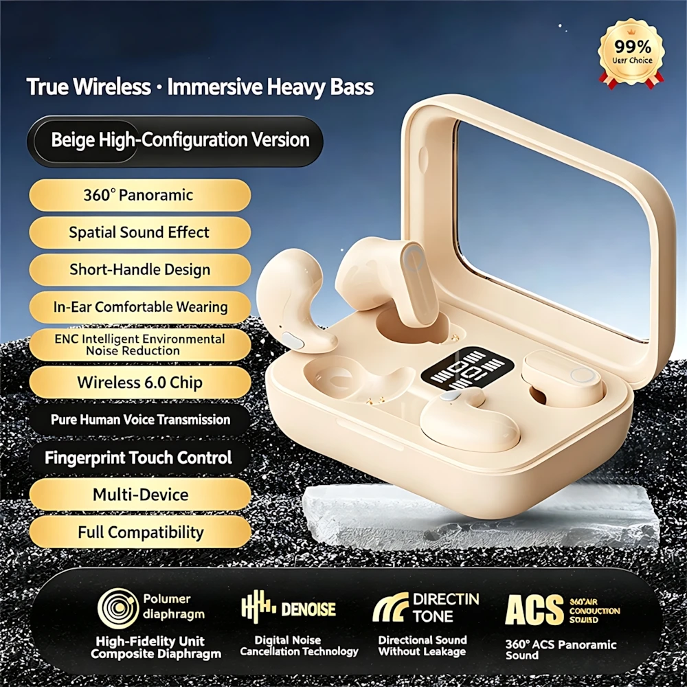 Open In-ear HIFI Bass Bluetooth Earphones with Digital Display image