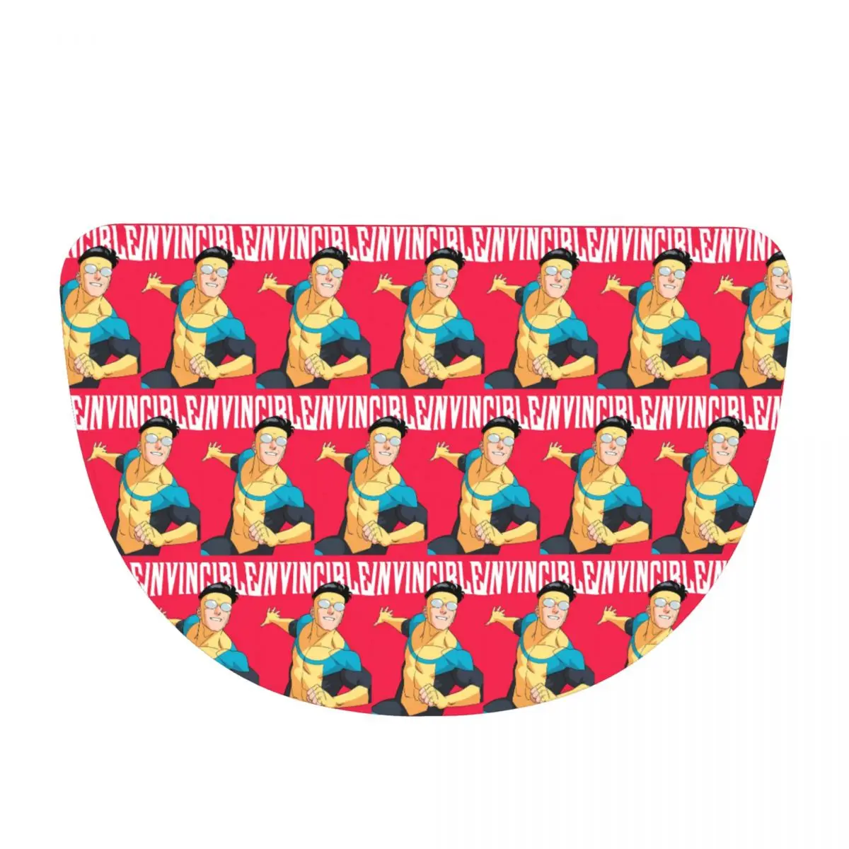 TV Series Invincible Mark Grayson Soft Flannel Half Round Doormat Non Slip Bathroom Mat Absorbent Floor Carpet for Garage