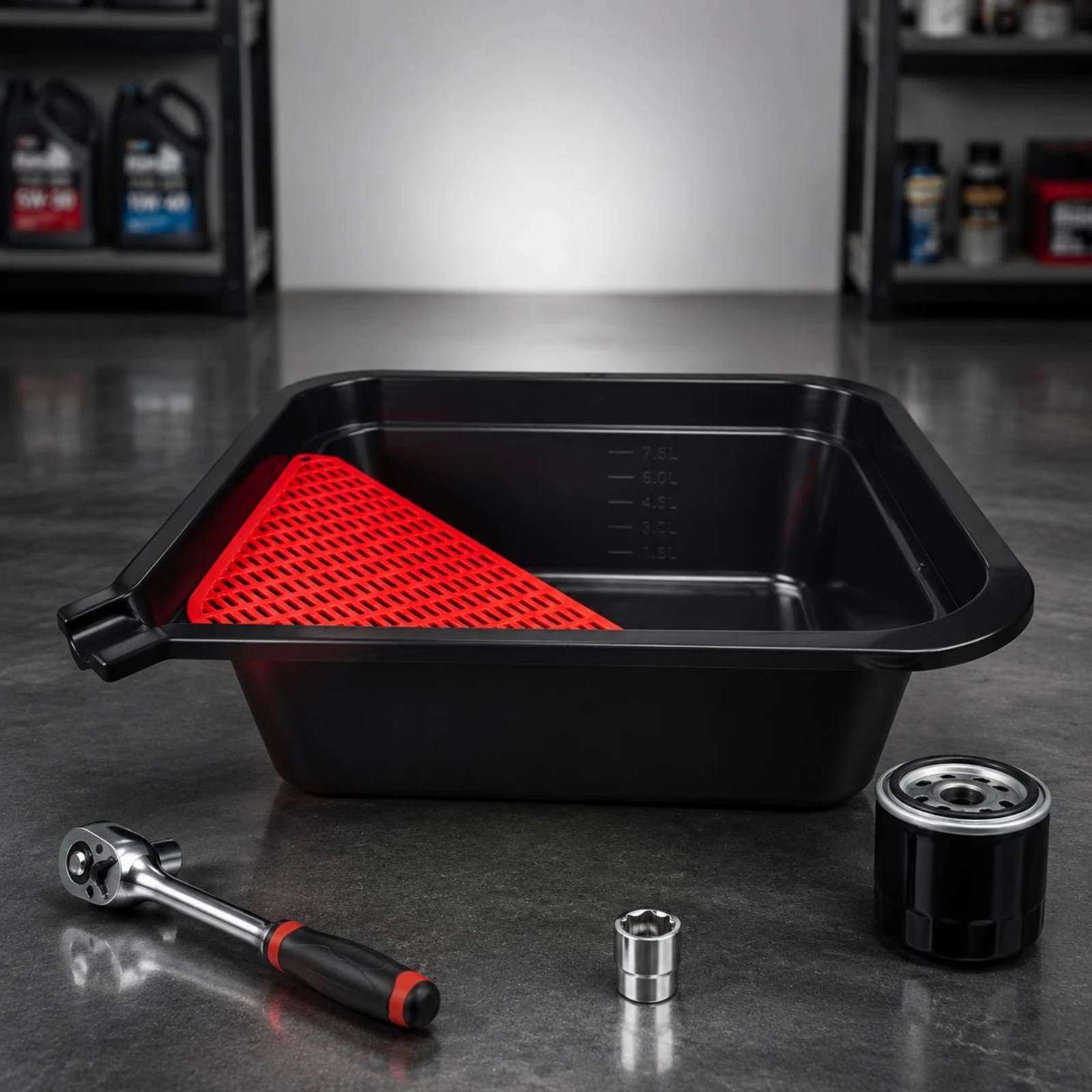 

Oil Drain Pan Molded Finish Engine Oil Drain Pan Vehicle Maintenance Easy to Clean Garage Equipment Chemical Resistant