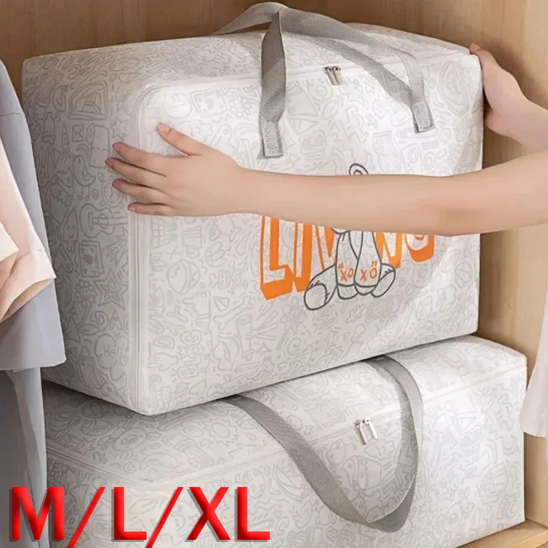 1-4Pcs Clothes Quilt Storage Bag Waterproof Moistureproof Large Capacity Luggage Bag Packing Bag Thickened Non-woven Storage Bag