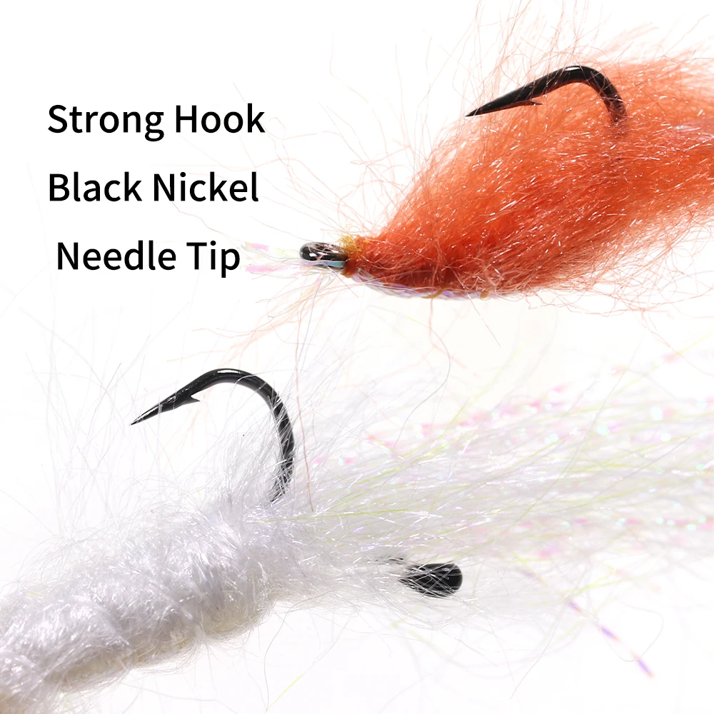 Lionriver 4PCS Back Flash Shrimp Fly #6 Orange #1 Pearl Artificial  Sinking Shrimp Lure Trout Bass Saltwater Sabiki Rigs Fishing