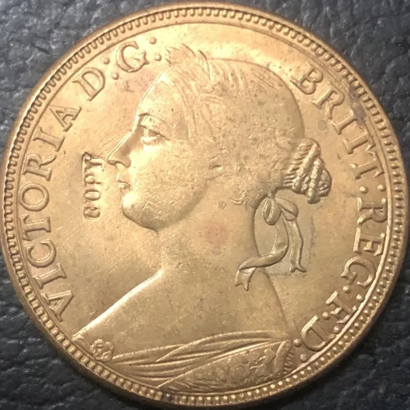 1862 United Kingdom 1 Penny - Victoria (2nd portrait) Copper Coin 31MM