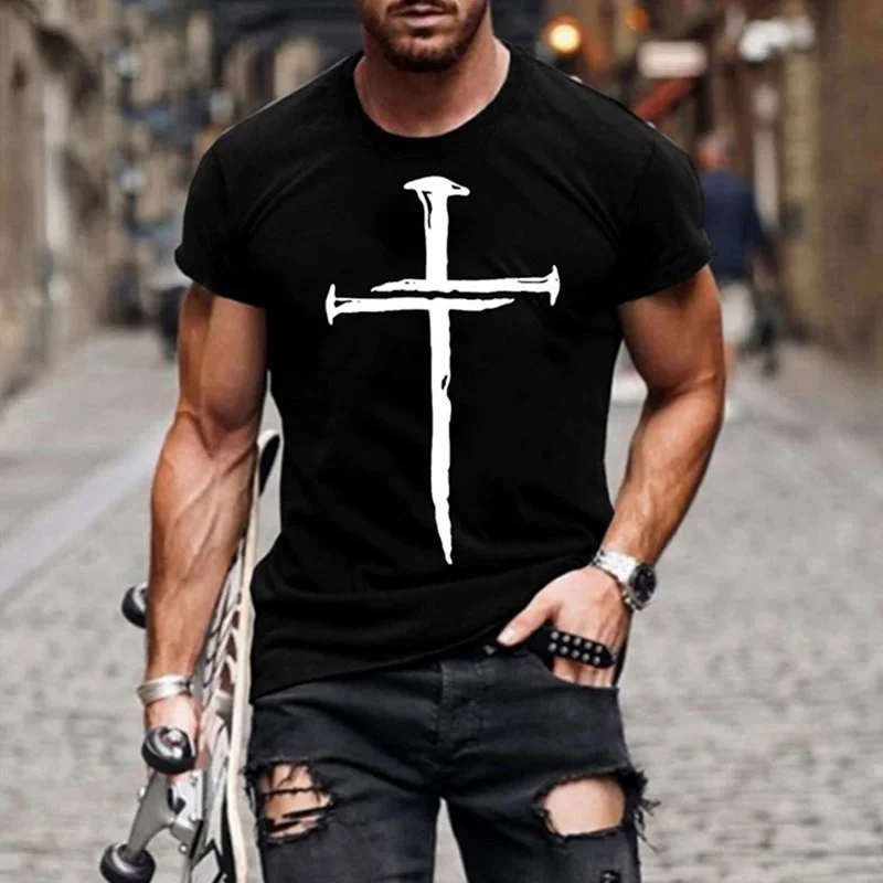 3D T Shirt Men Clothing Summer Casual Short Sleeve Vintage T Shirt Streetwear Ship Anchor Printed Tee T-shirts For Male Tops