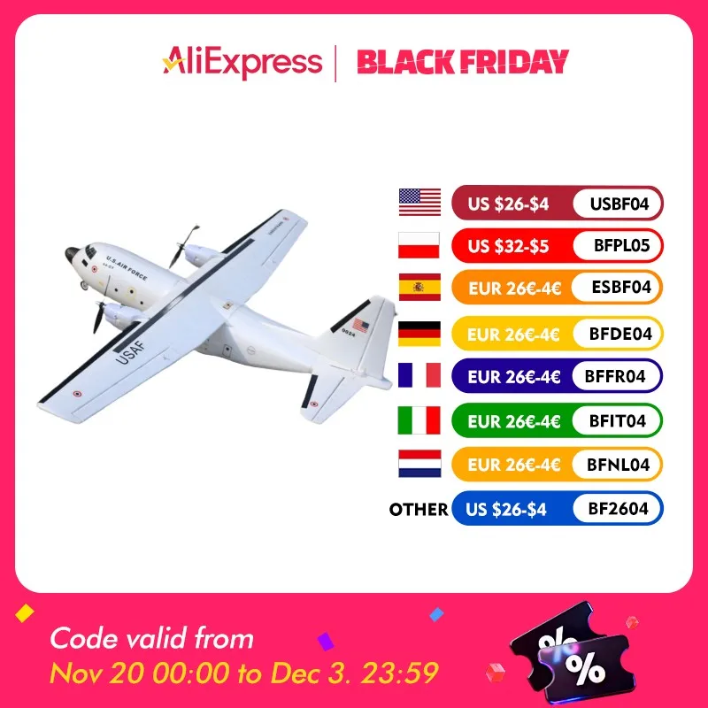 

C-160 Cargotrans Twin Hercules 1120mm Wingspan EPOS Warbird Transport RC Airplane KIT/PNP