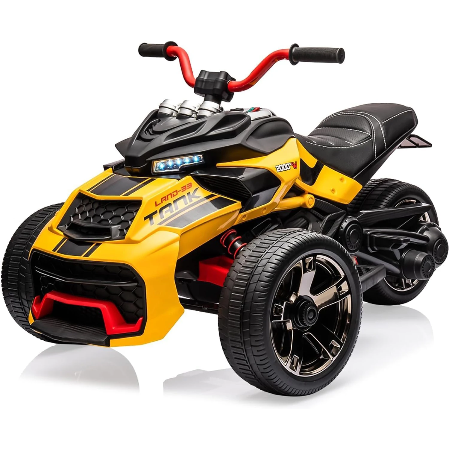 12V Kids Ride On ATV, Motorcycle, 3 Wheeler Electric Vehicle Led Lights, Treaded Tires, Music Toy Car for Kids 3-8 Years