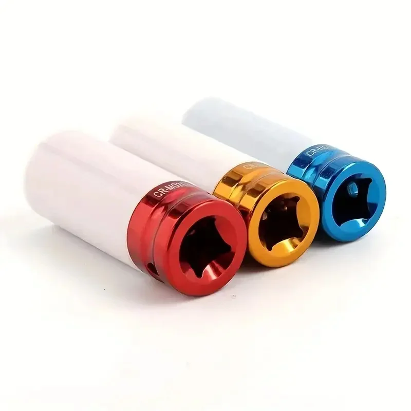 3pcs 1/2" Drive Socket Set Protective Sleeve Wheel Nut Socket For Pneumatic Tire Removal Automotive Tire And Lug Repair Tools