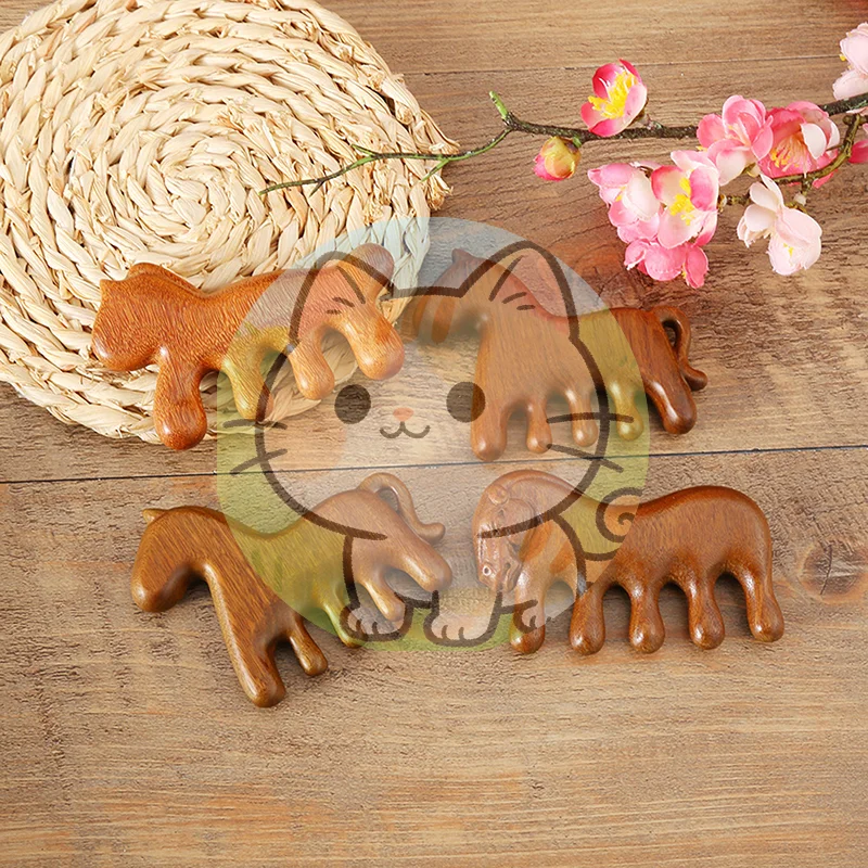 

Массажер Гуаша для головы, лица и кожи головы, с широкими зубцами, для массажа тела, подарок на Китайский Новый год, Год Лошади, деревянный массажный гребень для терапии.