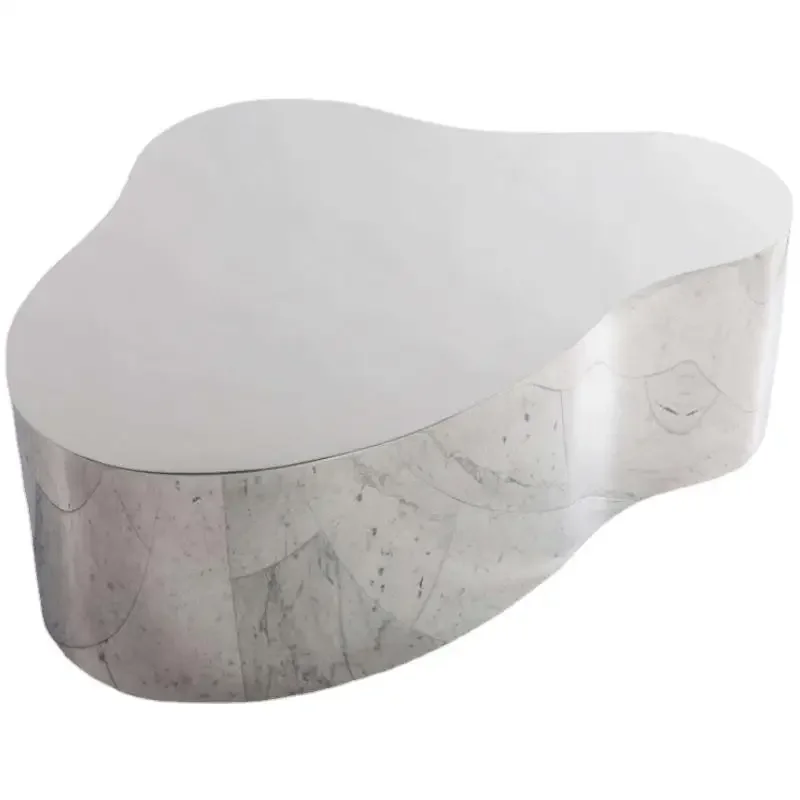 Stainless steel mirror silver, coffee table living room tea table coffee table, modern light luxury irregular