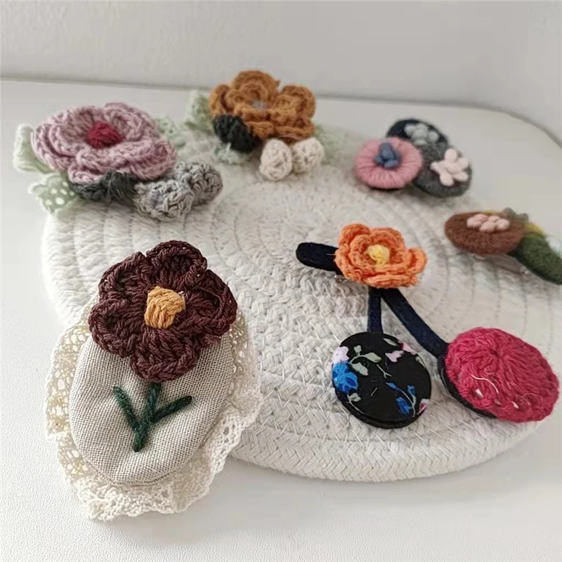 3D Handmade Korea Japan Style Flower Patch With Pin DIY Applique for Coat Sweater Bag Decoration Brooch