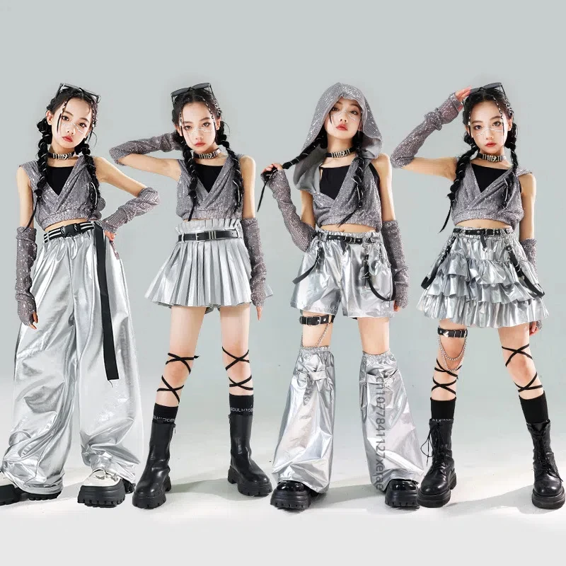 

Children's Sequin Jazz Dance Performance Costume, Girls' Street Dance Hip-hop Costume, Girl Group Runway Fashion Outfit