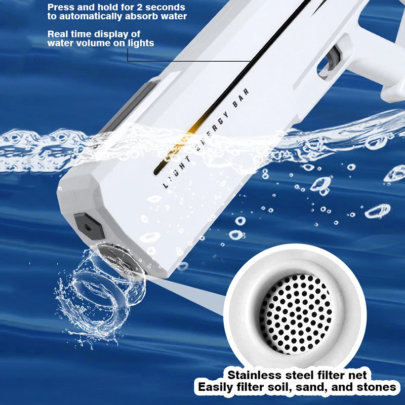 Pistola ad acqua elettrica a fuoco continuo a impulsi Pistola ad acqua automatica che assorbe l'acqua Pistola ad acqua a lungo raggio Summer Beach Giocattoli da combattimento all'aperto