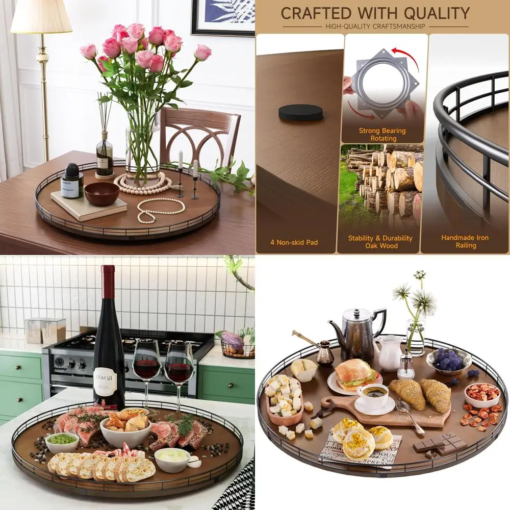 

24 Farmhouse Walnut Lazy Susan, круглый деревянный органайзер для кухонных шкафов и обеденных столов