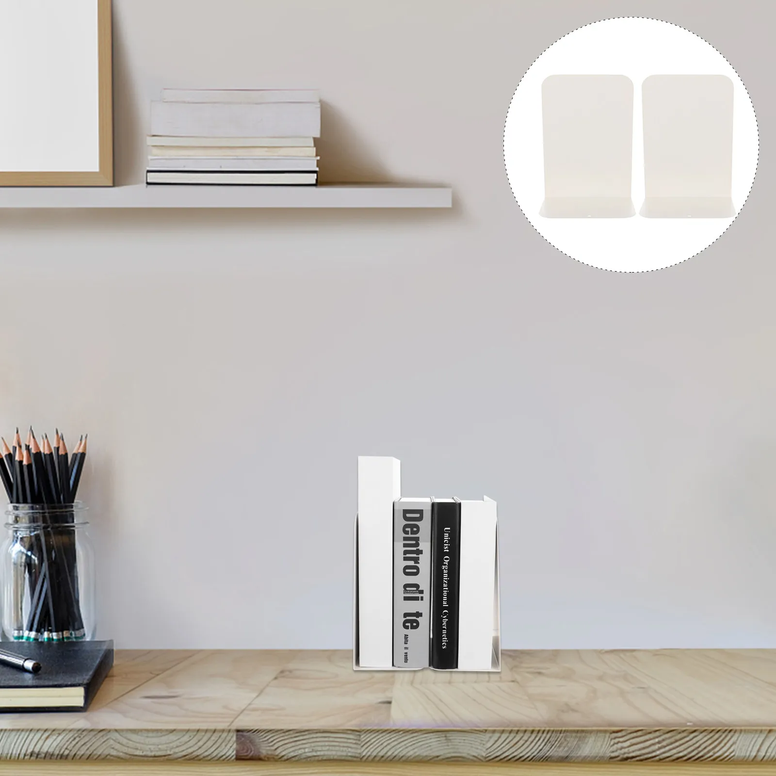 

2Pcs Simple Metal Bookends Desktop Book Organizer Book Supports Files Magazine Holder for Home Office Use Student Bookends
