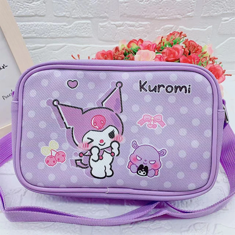 Hello Kitty Crossbody Pu Bag infantil, Kawaii Anime, Kuromi, Minha melodia, Cinnamoroll, Coração, Doce, Fofo, Presente das meninas, Y2K, Fofo, 2022