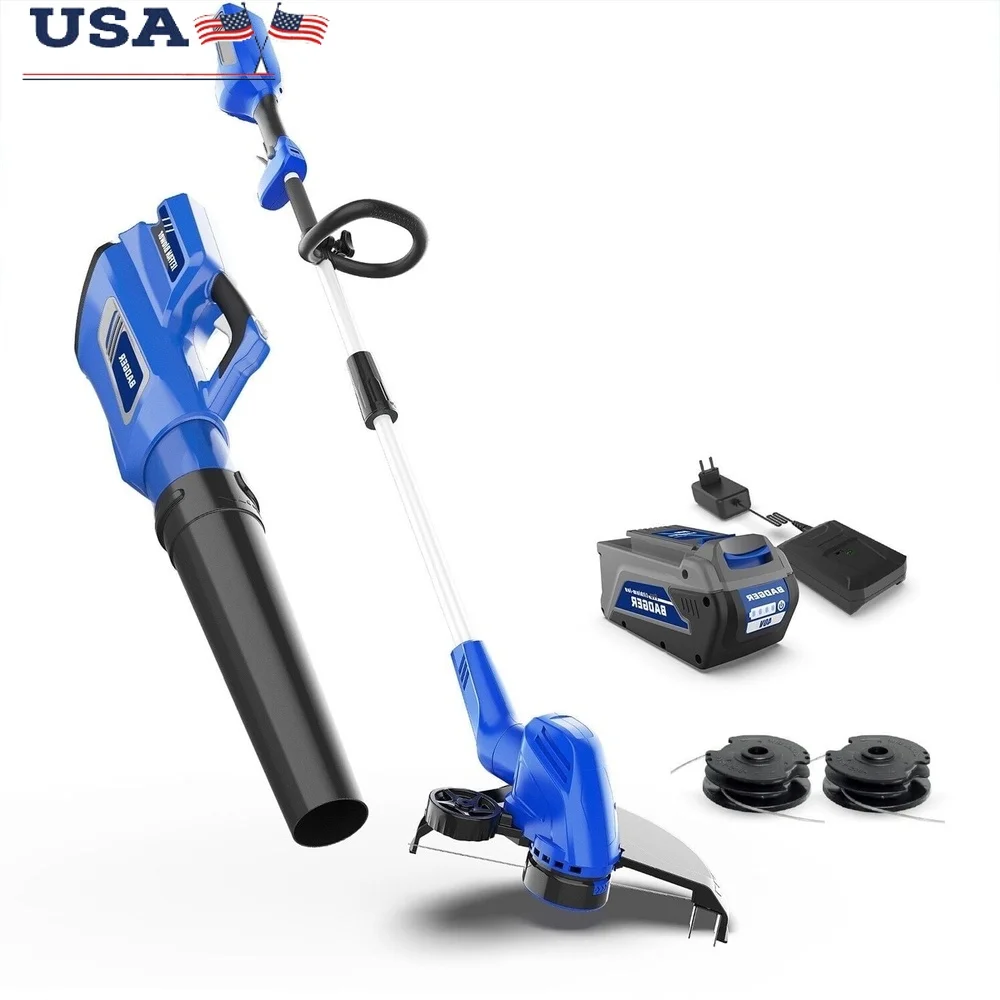 

Электрический набор для обрезки листьев Weed Wacker, 40 В, с зарядным устройством для аккумулятора 2 Ач, 13-дюймовый триммер для струн, 400 CFM, 90 миль в час, контроль скорости