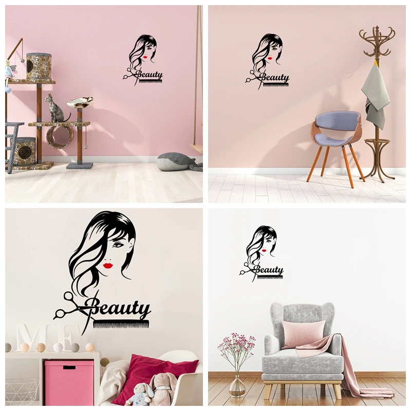 1 pc new style Hairdressed haircut beauty Waterproof Wall Stickers for barber shop or beauty Wall Art Sticker Murals