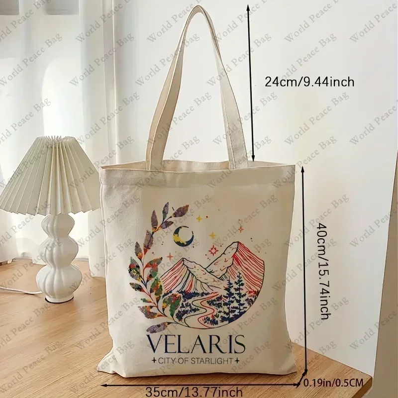 SR8 Velaris City Of Starlight Pattern Tote Bag, Casual Canvas Shopping  Shoulder