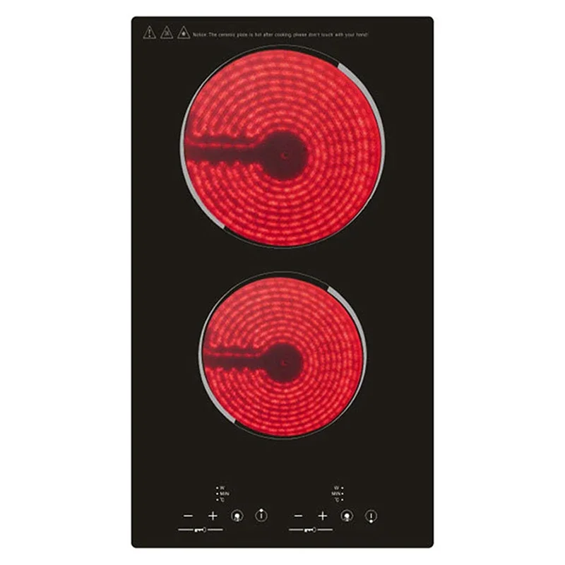 المطبخ 2 حلقات طباخ السيراميك التعريفي كوكتوب مزدوج طباخ كهربائي الفرن التدفئة طباخ موقد كهربائي لوحة الطبخ العمودية