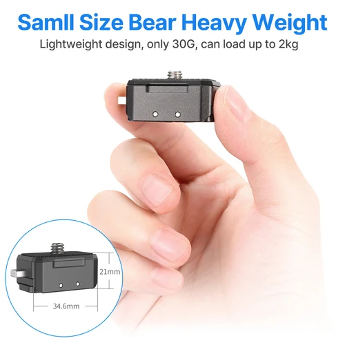 Imagen 2 del producto Base adaptadora de montaje de liberación rápida de aluminio con placa de montaje, soporte magnético para cámara de acción, interfaz Universal de 1/4 pulgadas