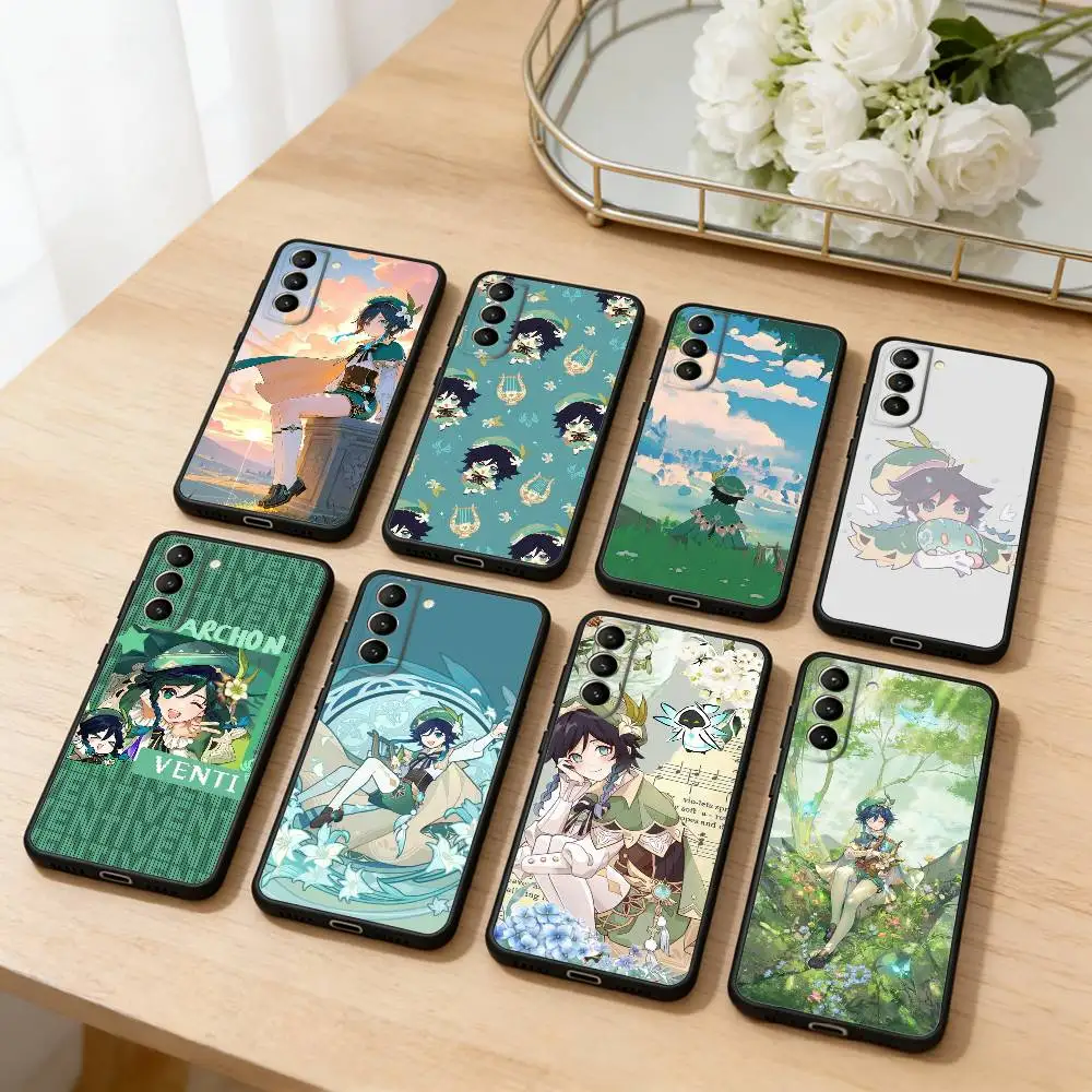 

Cute V-Venti B-Barbatos Phone Case For Samsung S25,24,23,22,30,21,10,9,Ultra,Plus,Lite,FE,4,5 G Soft Black Case