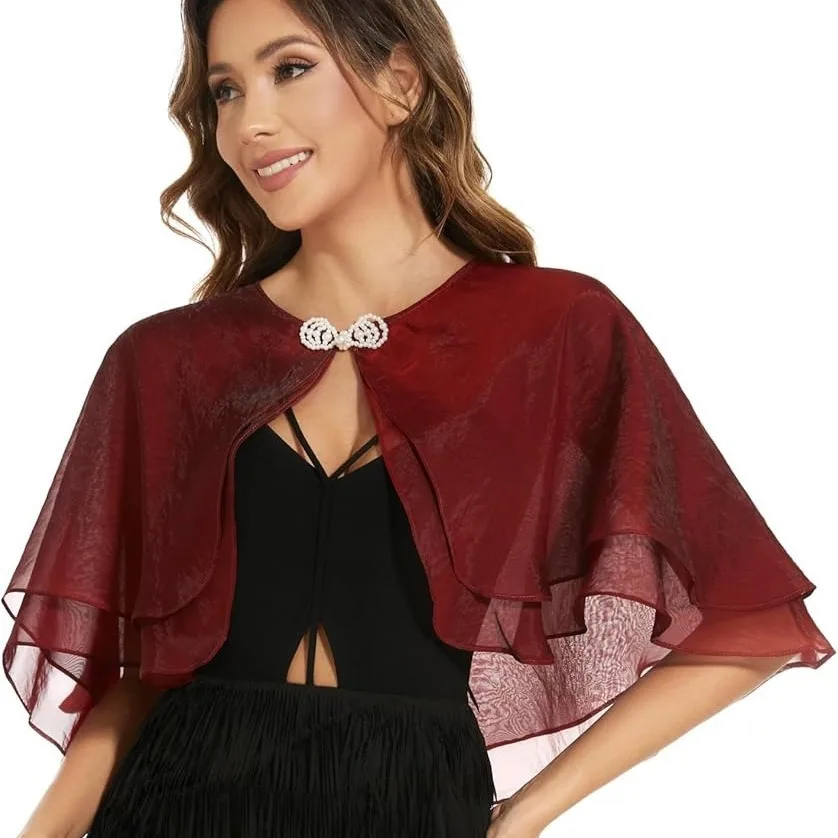 

Elegant Sheer Chiffon Shrug Sunscreen Shawl For Women Cape Bolero Silk Scarf Thin Evening Cover Up For Wedding Party Prom Dress