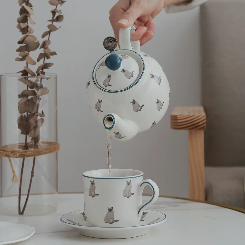 

Лондонская керамика, животное, кошка, 600 мл, керамика, тетра, чайник, заварочный чайник, чайник, чайник, кофеварка матча, чайная посуда с ситечком