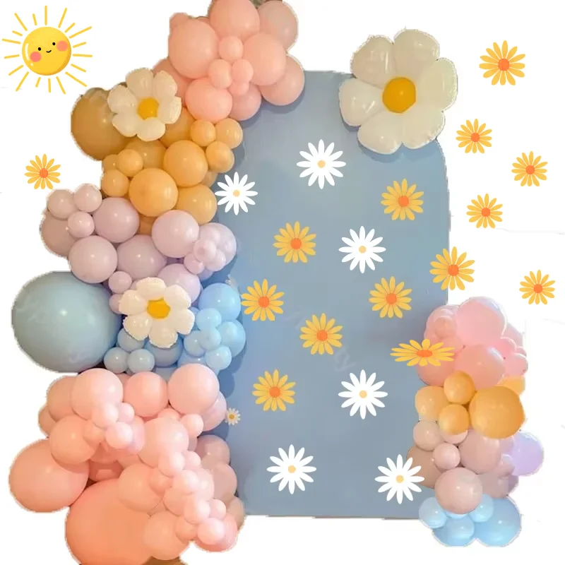 

102pcs Daisy Flower Balloons Garland Arch Kit Two Sweet Peach Blush Groovy One Party Baby Shower Wedding Bridal Shower Decor