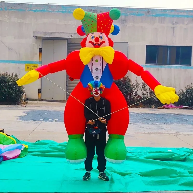 3m/3.5m Giant Red Blue Adult Carry Inflatable Clown Puppet for Carnival Entertainments Stage Fancy Blow Up Clown Props Events