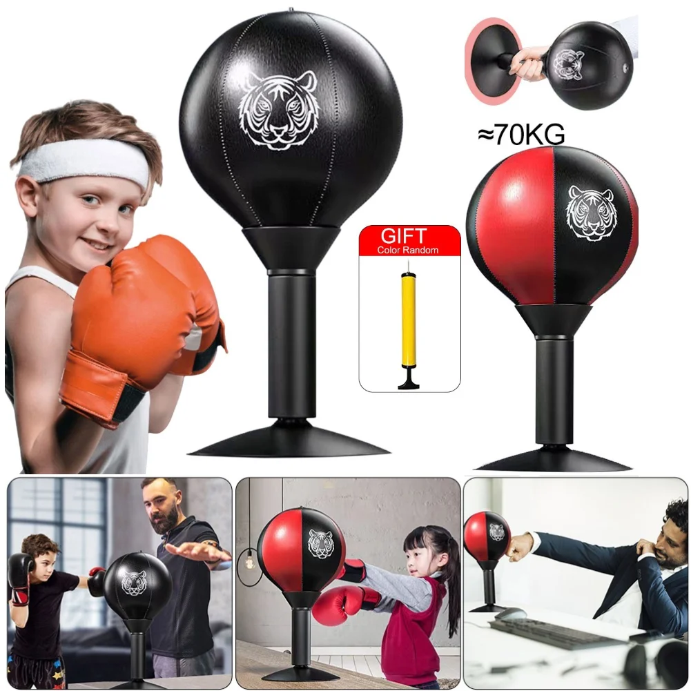 Boxing Bag with Suction Cup Punching Speed Ball Heavy Duty Stress Relief Free Standing Funny Toys for Kids Coworkers and Friends