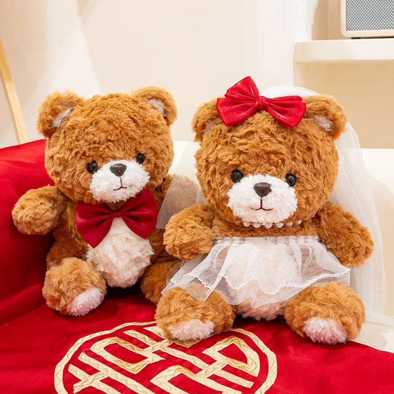TreasuringU Bear Plush Dolls For Wedding Party Brown Animals Plush Toys Bears with Hat For  Couple