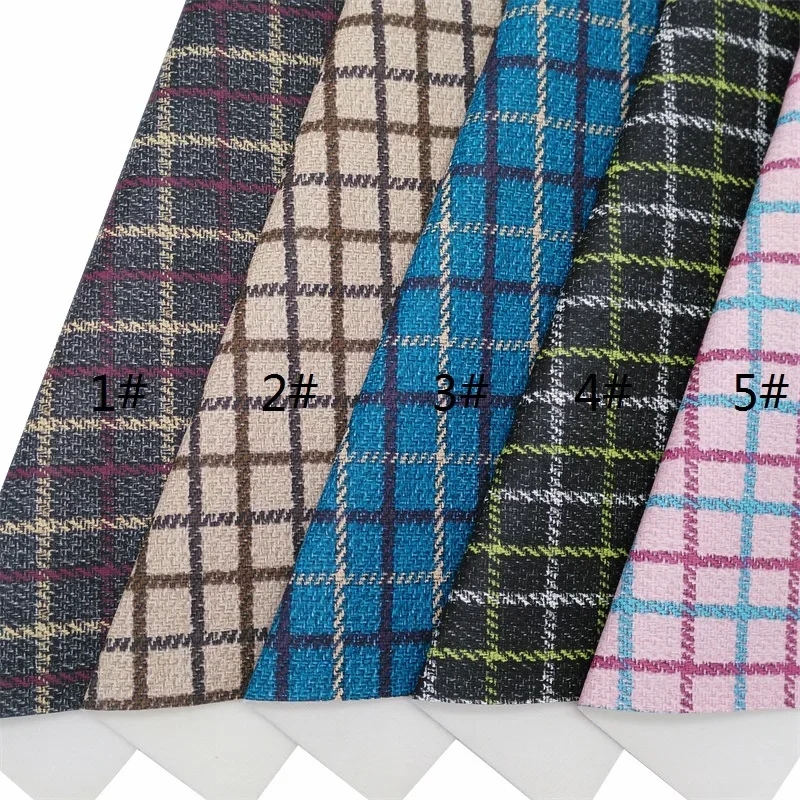 21x29cm Plaids Tartans Printed faux leather for bags Bows garments and upholstery Synthetic Leather Sheets Thickness 0.9MM  C018