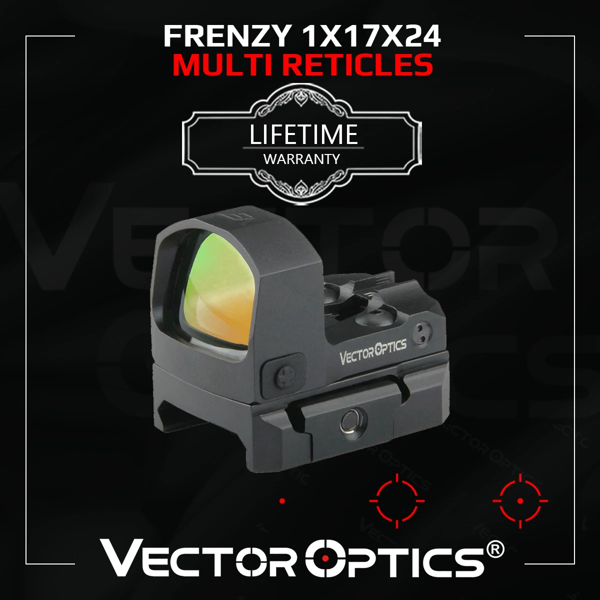 Vector Optics Frenzy-S 1x17x24 MOS Multi Reticle Pistol Reflex Sight Lightest Design IP67 WaterProof For Glock 17 19 AR15 9MM