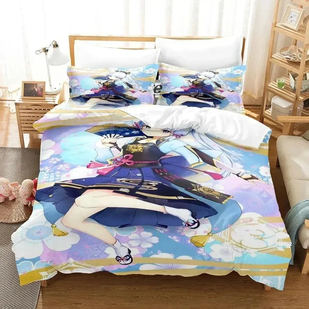 Game Genshin Impact Kamisato Ayaka Bedding Set Bedroom Soft Modern Bedspreads Comefortable Duvet Cover Quilt Cover Pillowcase