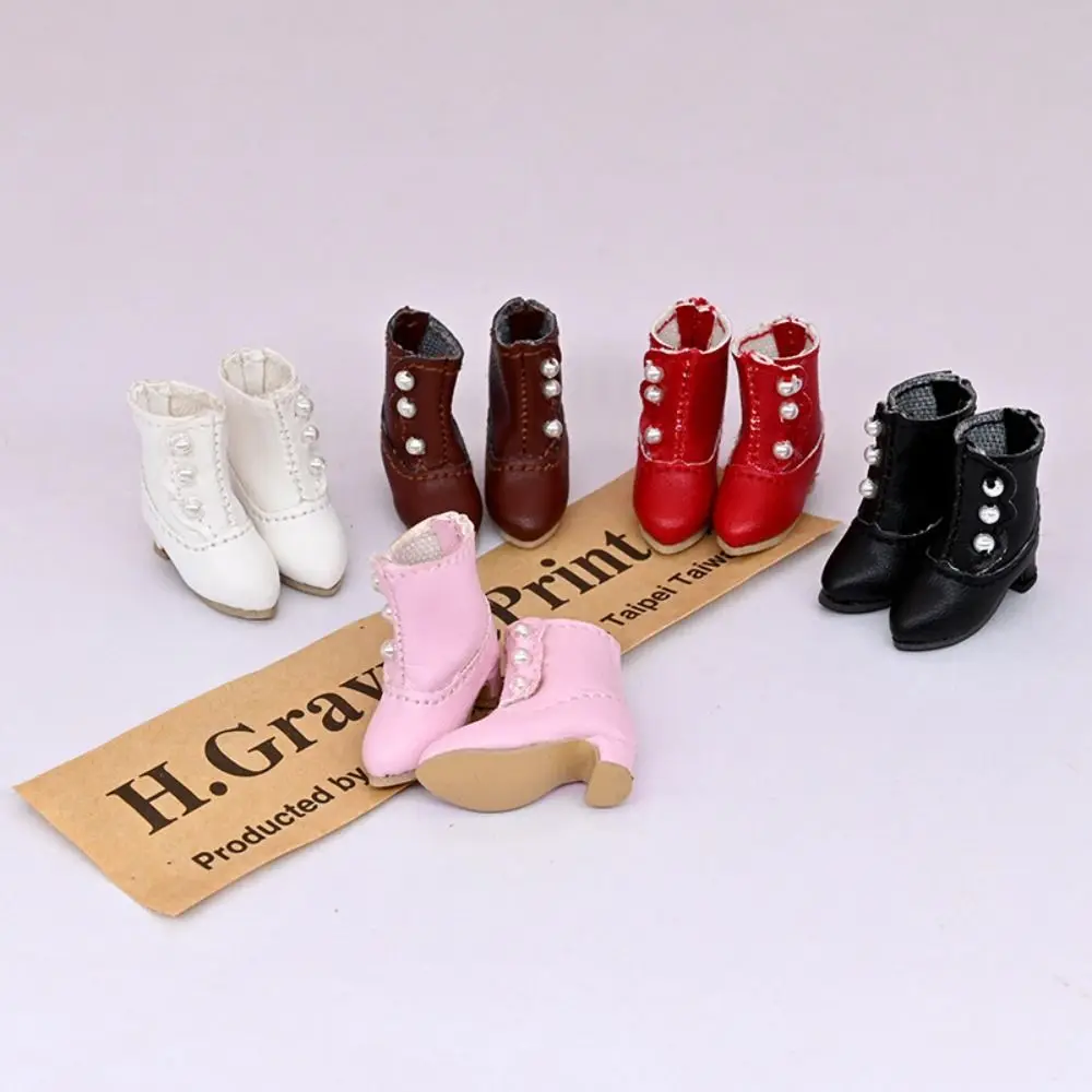 1 Pair 1/12 Doll Shoes Toys Accessories Changing Dressing Game Mini High Top Boots Playing House Replacement Outfit for Ob11/Bjd