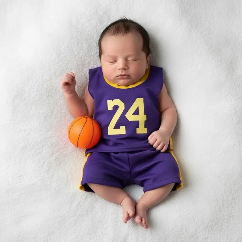 Baby Photography Costume Basketball Clothing Outfit Newborn Photography Props for 0-2 Month Boy Girl Photo Clothes