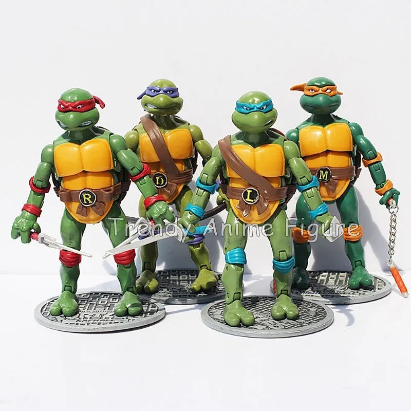 4 pçs/set Tartarugas TMNT Figura de Ação 2012 Filme Tartaruga Coleção Michelangelo Donatello Raphael Leonardo Estatueta 17cm Modelo Brinquedos