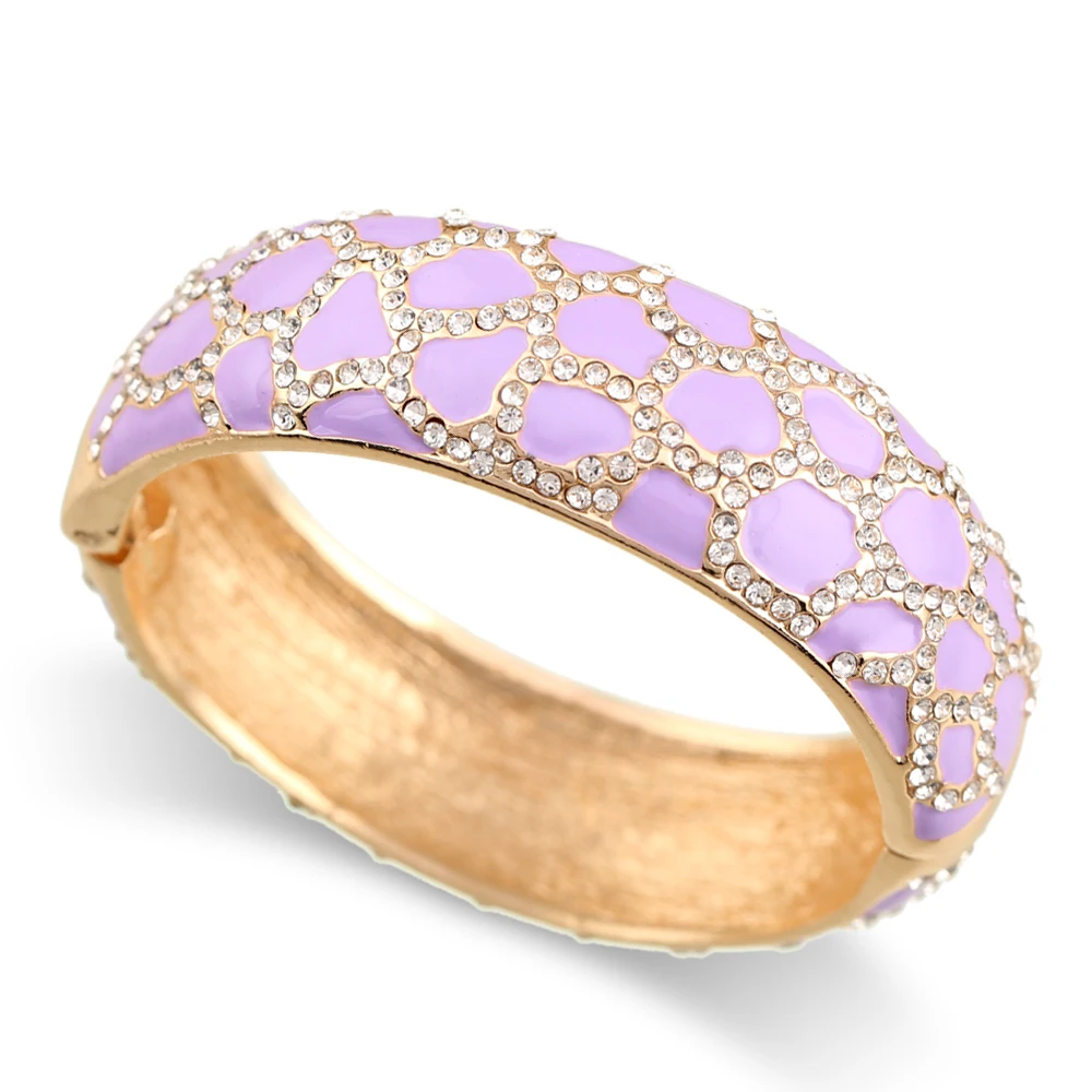 HAHA&TOTO New Arrival Lady\'s Enameled Colorful Rhinestones Fashion Bracelet Statement Chunky Bangle Women Costume Jewelry