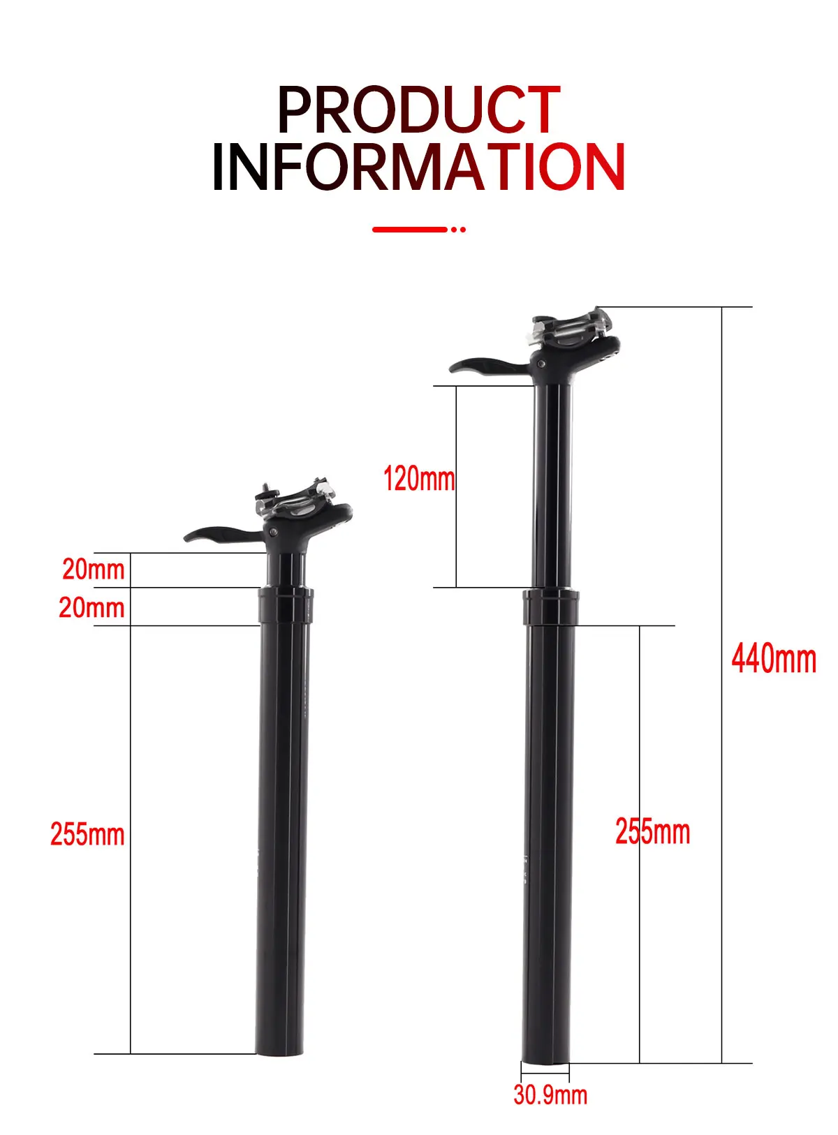 TESNO MTB Rennrad-Sattelstütze 30,9/31,6mm Stoßdämpfer-Sattelstütze Manuell Höhenverstellbare Fahrrad-Feder-Sattelstütze – Detail 4