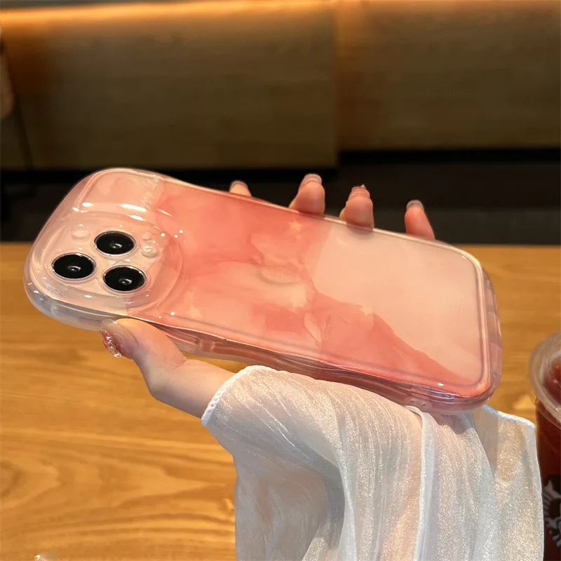 Transparente Silicone Phone Case, Halo Dyeing, Inglês Phone Case para iPhone 15, 14, 13 Pro, Max, Minority Fall, Candy Color, Airbag