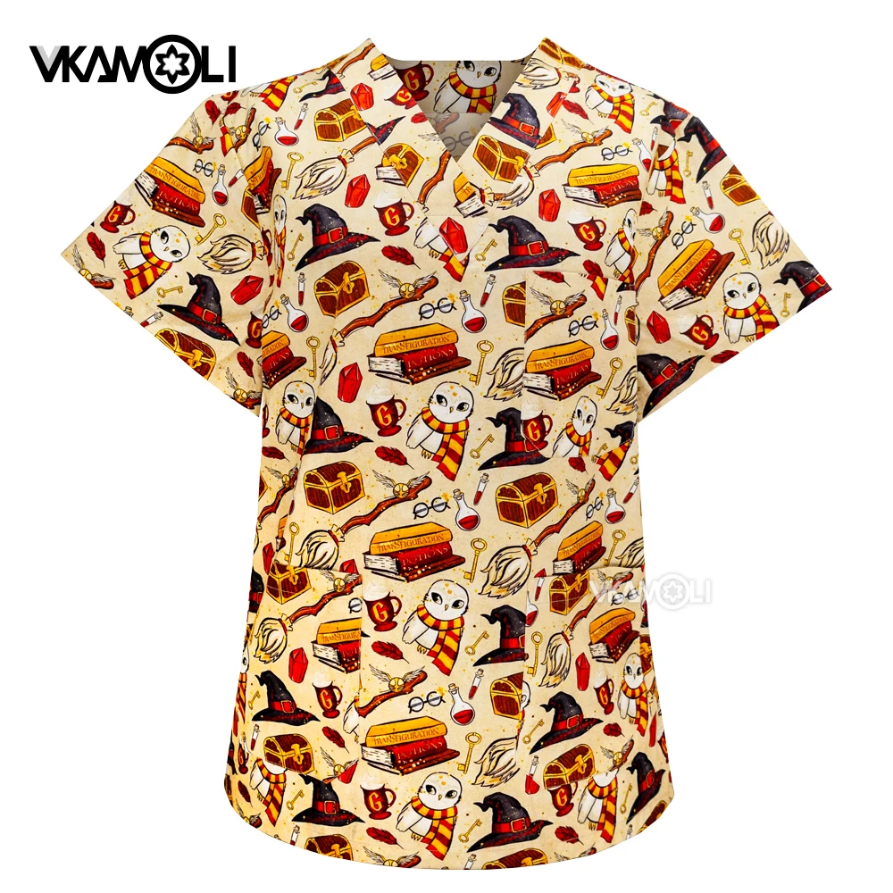 Liberação esfrega topos uniforme feminino vestido cirúrgico veterinário esfrega uniforme 100% algodão uniforme de enfermagem spa salão de beleza odontologia cirurgia