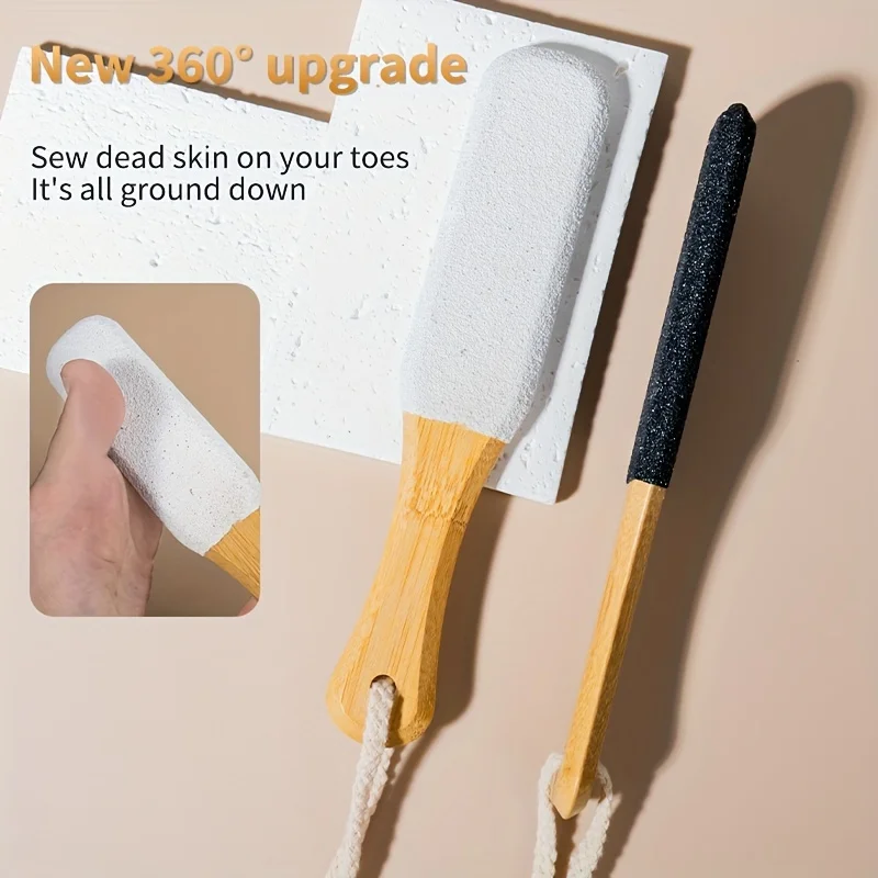 

Professional Pedicure Tool Natural Pumice Stone Foot File Bamboo Handle for Callus Removal Dead Skin Exfoliator Scrubber