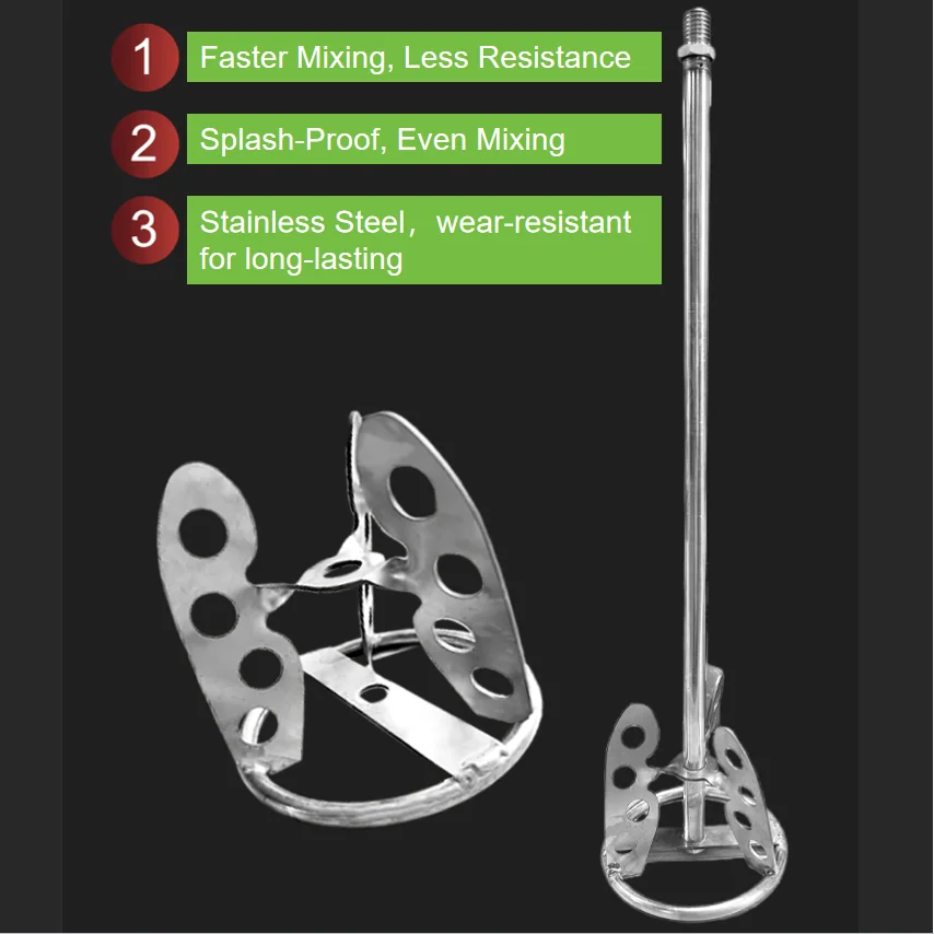 

Heavy-Duty Cement Stainless Steel M14 Mixer Drill Paddle – Paint, Plaster, Mortar, Putty & Powder Mixing Rod